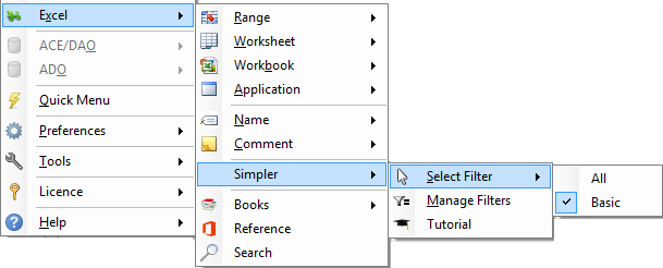 excel simpler basic selected