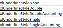 Underline Style values