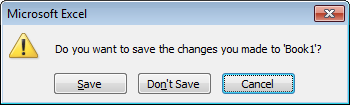 dialog asking the user if he wants to save the changes