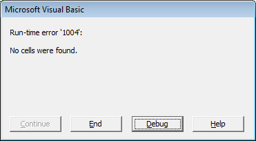 Handling error 1004: No cells were found