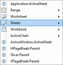 set worksheet menu