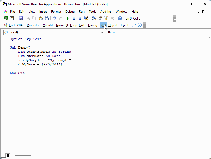 support for VBA String procedures