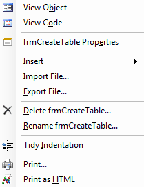 Code Explorer shortcut menu module