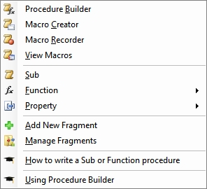 View Macros in procedure menu