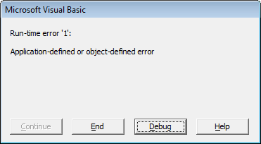 vba default error message
