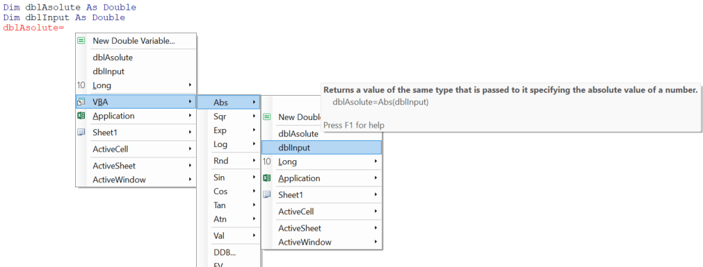 using intellisense with calculations