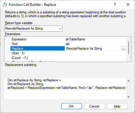 Code VBA add-in replace function