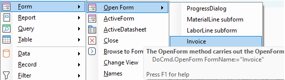 Open Form with list of forms