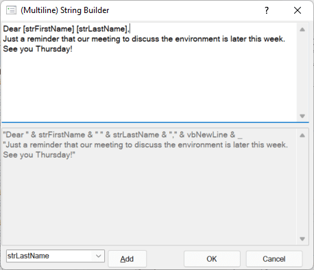 string builder dialog