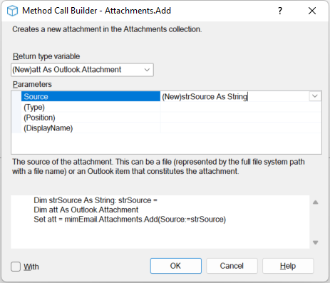 attachment to mailitem builder dialog