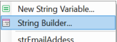 start string builder using intellisense