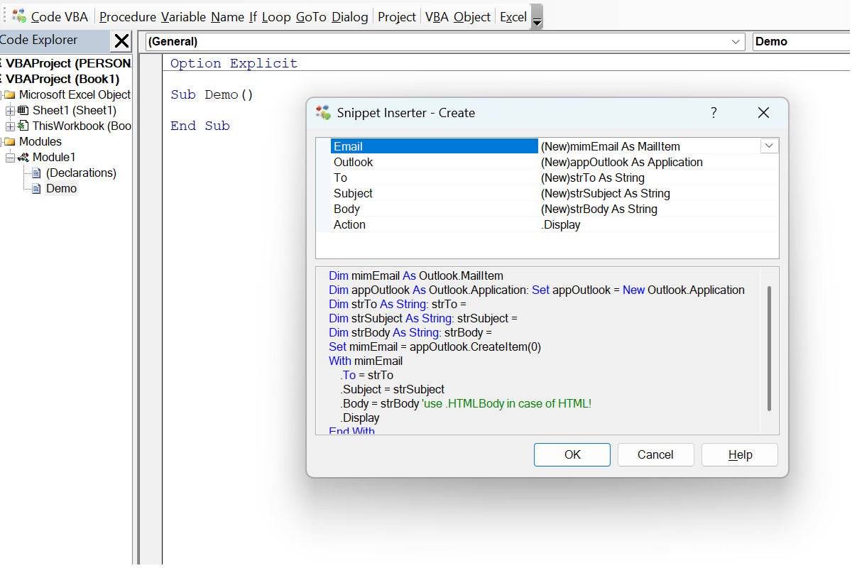 Snippet Inserter