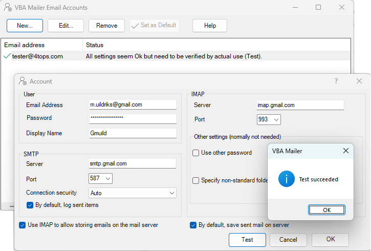 email account configuration