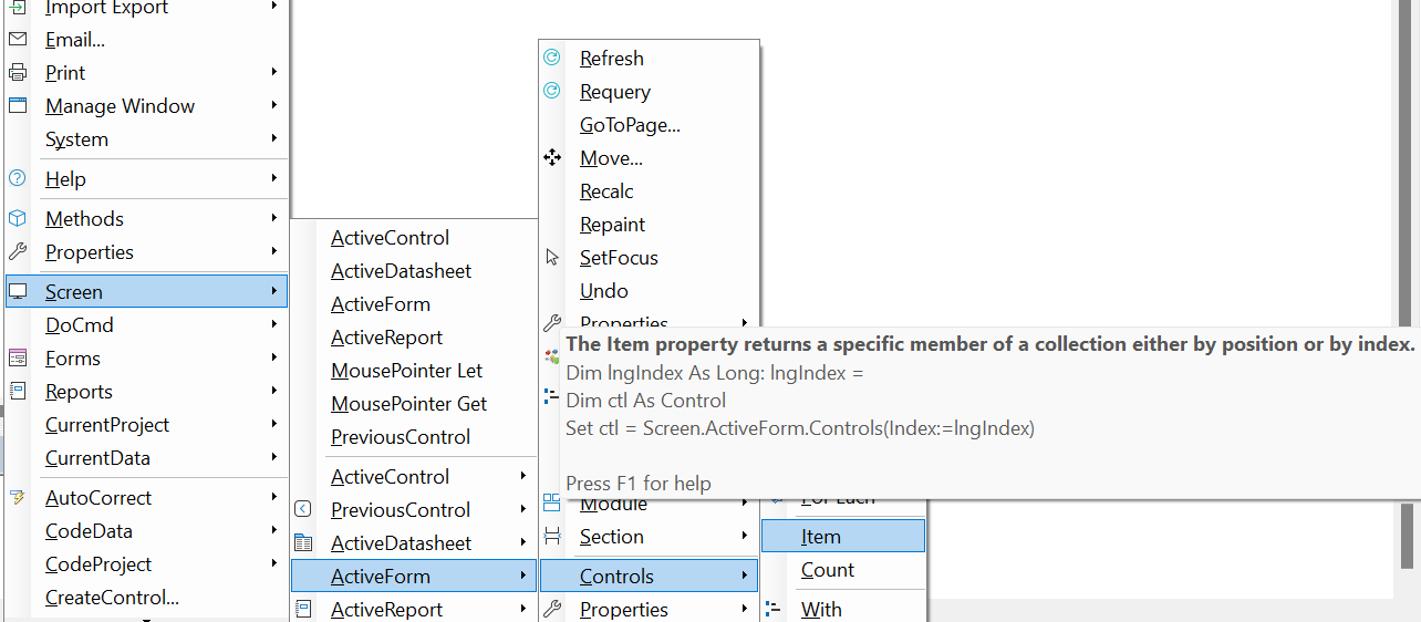 ms access form set variable
