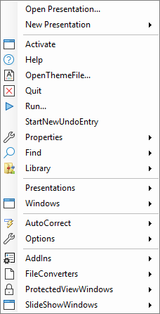 PowerPoint Application Menu
