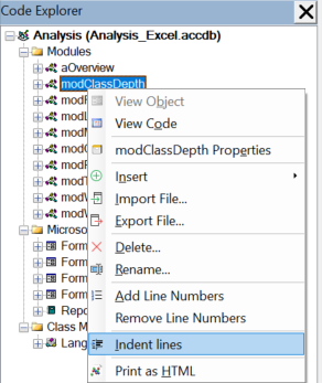 indent code module