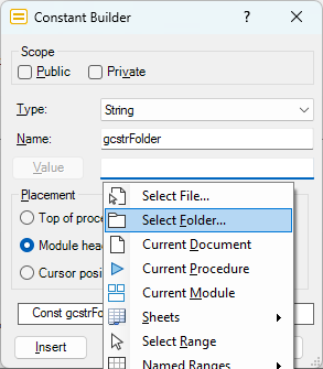 Constant Builder started inside a procedure