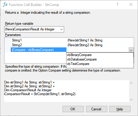 strcomp code builder